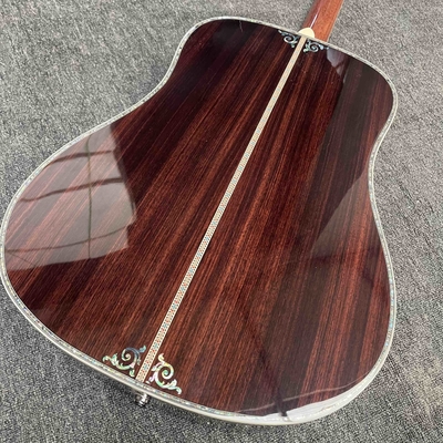 Guitarra eléctrica acústica Sunburst, logotipo personalizado, tablero de dedos de ébano, guitarra acústica D45 estilo Martin proveedor