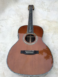 Guitarra acústica de 39 pulgadas, con incrustaciones de real Abalone, tablero de ébano, parte superior de abeto sólido, espalda y laterales de madera de rosa proveedor