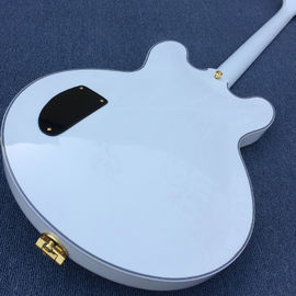 Guitarra eléctrica de jazz de cuerpo hueco de alta calidad, La Guitarra Blanca, la verdadera madre abulón incrustada con la placa del dedo proveedor