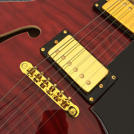 Nuevo estilo de alta calidad personalizado cuerpo hueco guitarra eléctrica de jazz, doble F agujero guitarra eléctrica de jazz en Sunburst proveedor