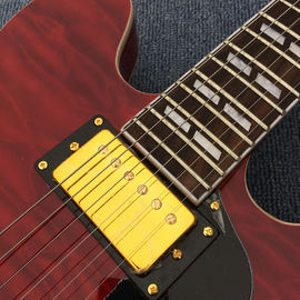 Nuevo estilo de alta calidad personalizado cuerpo hueco guitarra eléctrica de jazz, doble F agujero guitarra eléctrica de jazz en Sunburst proveedor