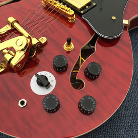 Nuevo estilo de alta calidad personalizado cuerpo hueco guitarra eléctrica de jazz, doble F agujero guitarra eléctrica de jazz en Sunburst proveedor