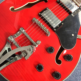 Nuevo estilo de alta calidad guitarra eléctrica de jazz con cuerpo hueco, sistema Tremolo, color Cherry Burst proveedor