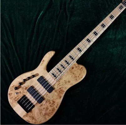 Color de Burl natural personalizado Cuello de una pieza a través de 5 cuerdas Guitarra baja eléctrica zurda proveedor