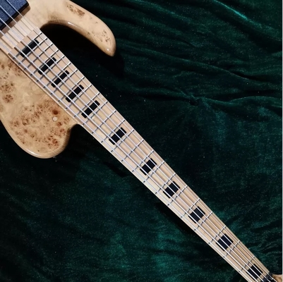 Color de Burl natural personalizado Cuello de una pieza a través de 5 cuerdas Guitarra baja eléctrica zurda proveedor