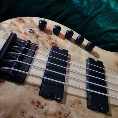 Color de Burl natural personalizado Cuello de una pieza a través de 5 cuerdas Guitarra baja eléctrica zurda proveedor