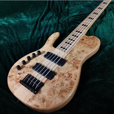 Color de Burl natural personalizado Cuello de una pieza a través de 5 cuerdas Guitarra baja eléctrica zurda proveedor