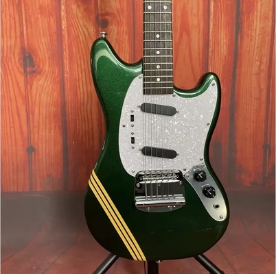 Guitarra eléctrica de estilo Fender Mustang de diseño personalizado Metal Verde S-S Pickups Hardware de cromo proveedor