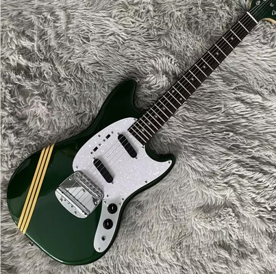 Guitarra eléctrica de estilo Fender Mustang de diseño personalizado Metal Verde S-S Pickups Hardware de cromo proveedor