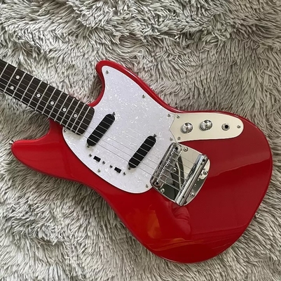 Guitarra eléctrica de estilo Fender Mustang personalizada en pickup rojo S-S Hardware de cromo proveedor