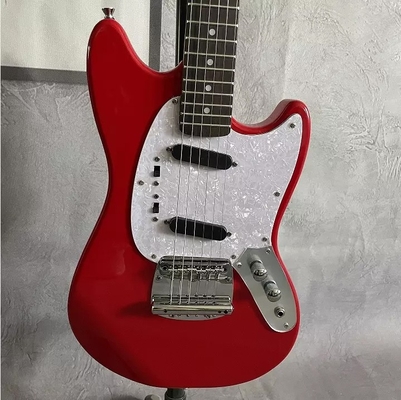 Guitarra eléctrica de estilo Fender Mustang personalizada en pickup rojo S-S Hardware de cromo proveedor