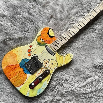 Guitarra eléctrica de estilo Fender TLEE de color amarillo de loto de arce Fretboard Puente fijo proveedor
