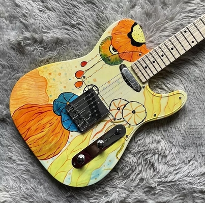 Guitarra eléctrica de estilo Fender TLEE de color amarillo de loto de arce Fretboard Puente fijo proveedor