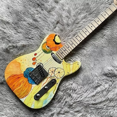 Guitarra eléctrica de estilo Fender TLEE de color amarillo de loto de arce Fretboard Puente fijo proveedor