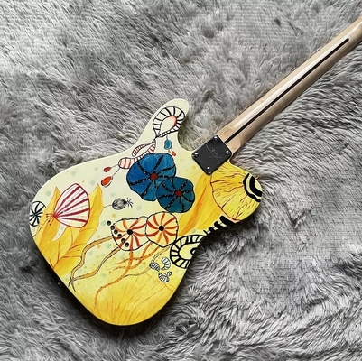 Guitarra eléctrica de estilo Fender TLEE de color amarillo de loto de arce Fretboard Puente fijo proveedor