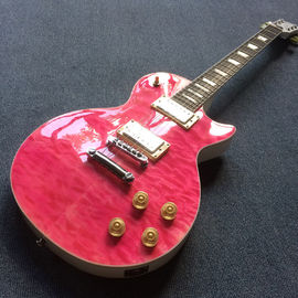 Nueva guitarra eléctrica LP de alta calidad, tablero de ébano, fijación de fretes, tapa de arce Quilte, incrustación de Abalone real proveedor
