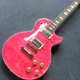 Nueva guitarra eléctrica LP de alta calidad, tablero de ébano, fijación de fretes, tapa de arce Quilte, incrustación de Abalone real proveedor