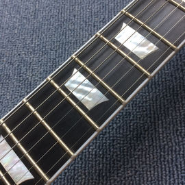 Nueva guitarra eléctrica LP de alta calidad, tablero de ébano, fijación de fretes, tapa de arce Quilte, incrustación de Abalone real proveedor