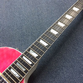 Nueva guitarra eléctrica LP de alta calidad, tablero de ébano, fijación de fretes, tapa de arce Quilte, incrustación de Abalone real proveedor