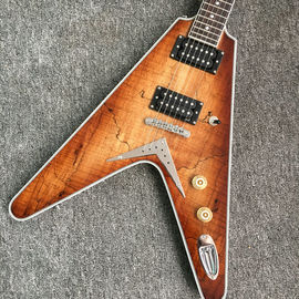 Esmeralda natural Flying V Guitar eléctrica China OEM Personalizado Cuerpo de guitarra voladora V y kits proveedor