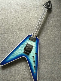 Tienda personalizada blueburst Flying V Guitarra eléctrica Flying v Guitarra China Guitarra OEM proveedor