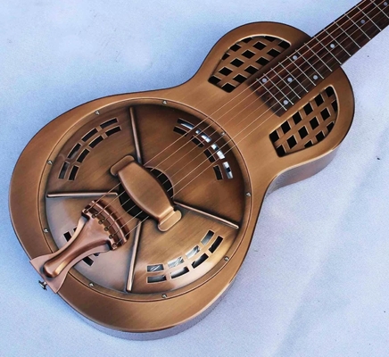 Guitarra de resonancia de salón eléctrica de latón dorado proveedor
