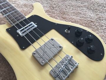 RIC BASS GUITAR 4003 Color natural en el cuello de madera de rosa con incrustación de tiburón con puentes personalizados proveedor