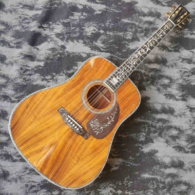 Tarjeta digital de madera de ébano personalizada de 41 pulgadas KOA, dreadnought, estilo D45 Martin, guitarra acústica con incrustación de abulón proveedor