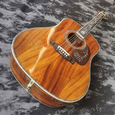 Tarjeta digital de madera de ébano personalizada de 41 pulgadas KOA, dreadnought, estilo D45 Martin, guitarra acústica con incrustación de abulón proveedor