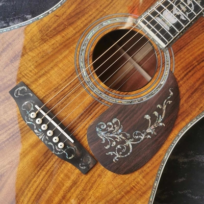 Tarjeta digital de madera de ébano personalizada de 41 pulgadas KOA, dreadnought, estilo D45 Martin, guitarra acústica con incrustación de abulón proveedor