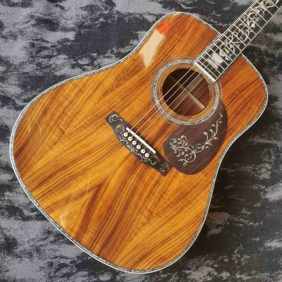 Tarjeta digital de madera de ébano personalizada de 41 pulgadas KOA, dreadnought, estilo D45 Martin, guitarra acústica con incrustación de abulón proveedor