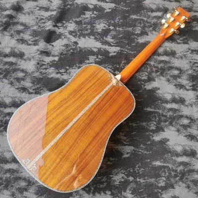 Tarjeta digital de madera de ébano personalizada de 41 pulgadas KOA, dreadnought, estilo D45 Martin, guitarra acústica con incrustación de abulón proveedor