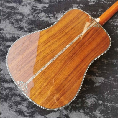 Tarjeta digital de madera de ébano personalizada de 41 pulgadas KOA, dreadnought, estilo D45 Martin, guitarra acústica con incrustación de abulón proveedor