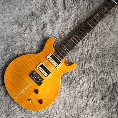 Guitarra eléctrica a medida con incrustación de pájaro y hardware de cromo en amarillo PRS Santana Retro Orange proveedor