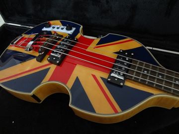 4 cuerdas de la guitarra baja Hofner BB2 guitarra Bandera del Reino Unido en la parte superior del cuerpo en llamas Hofner serie contemporánea proveedor