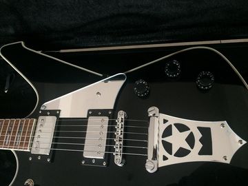 Wash6 cuerdas anormalidad de la firma modelo de la guitarra eléctrica espejo pickguard Grover sintonizador guitarra personalizada negro brillante proveedor