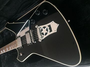 Wash6 cuerdas anormalidad de la firma modelo de la guitarra eléctrica espejo pickguard Grover sintonizador guitarra personalizada negro brillante proveedor