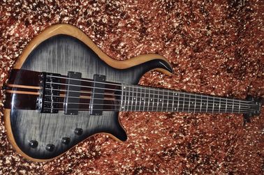 Mayones guitarra de bajo personalizada 6 cuerdas guitarra de bajo eléctrica Cuello a través del cuerpo Alder con arce en llamas Recogidas activas proveedor