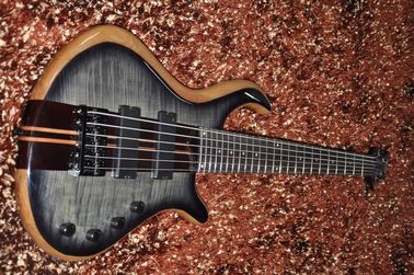 Mayones guitarra de bajo personalizada 6 cuerdas guitarra de bajo eléctrica Cuello a través del cuerpo Alder con arce en llamas Recogidas activas proveedor