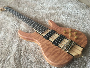 Guitarra de bajo personalizada Ken Smith bajo 5 cuerdas Cuello a través del cuerpo Hardwares dorados Wilkson puentes original Dot incrustación y acto proveedor