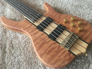 Guitarra de bajo personalizada Ken Smith bajo 5 cuerdas Cuello a través del cuerpo Hardwares dorados Wilkson puentes original Dot incrustación y acto proveedor