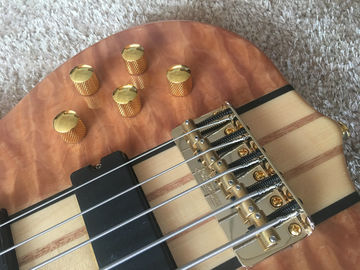 Guitarra de bajo personalizada Ken Smith bajo 5 cuerdas Cuello a través del cuerpo Hardwares dorados Wilkson puentes original Dot incrustación y acto proveedor