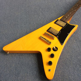 Guitarra eléctrica personalizada de alta calidad estilo V, tablero de madera de rosa, hardware de cromo proveedor