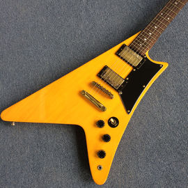 Guitarra eléctrica personalizada de alta calidad estilo V, tablero de madera de rosa, hardware de cromo proveedor