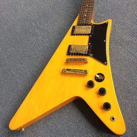 Guitarra eléctrica personalizada de alta calidad estilo V, tablero de madera de rosa, hardware de cromo proveedor