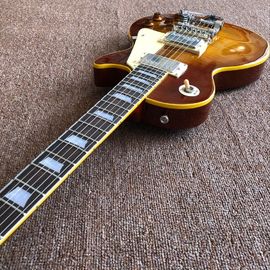 Tienda personalizada, Tiger Flame 1959 R9 LP azul jazz estándar personalizado guitarra eléctrica, guitarra artesanal, guitarra de rosebud proveedor