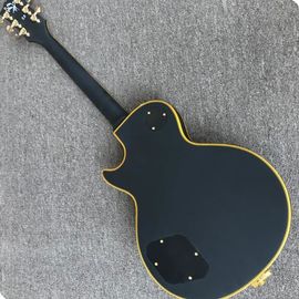 Grand LP guitarra eléctrica negro con bigsby, amarillo cuerpo de unión, 3 pickups, hardware de oro proveedor