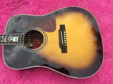 Sunburst Chibson J45 guitarra acústica de lujo Real Abalone Inlays cuerpo de madera de rosa J45 guitarra acústica eléctrica proveedor