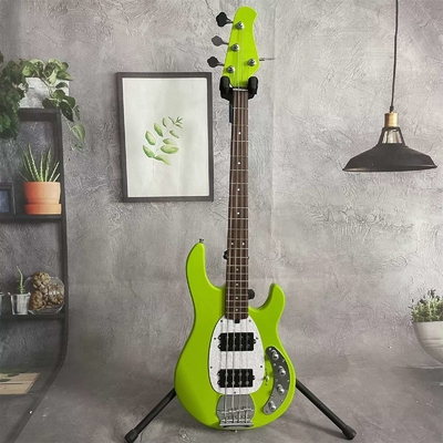 Guitarra de bajo eléctrica Stingray de 4 cuerdas en verde con pickguard blanco proveedor