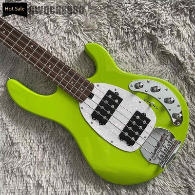 Guitarra de bajo eléctrica Stingray de 4 cuerdas en verde con pickguard blanco proveedor